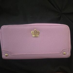 Juicy Couture Lilac Zip-Around Wallet with Gold Crown Emblem